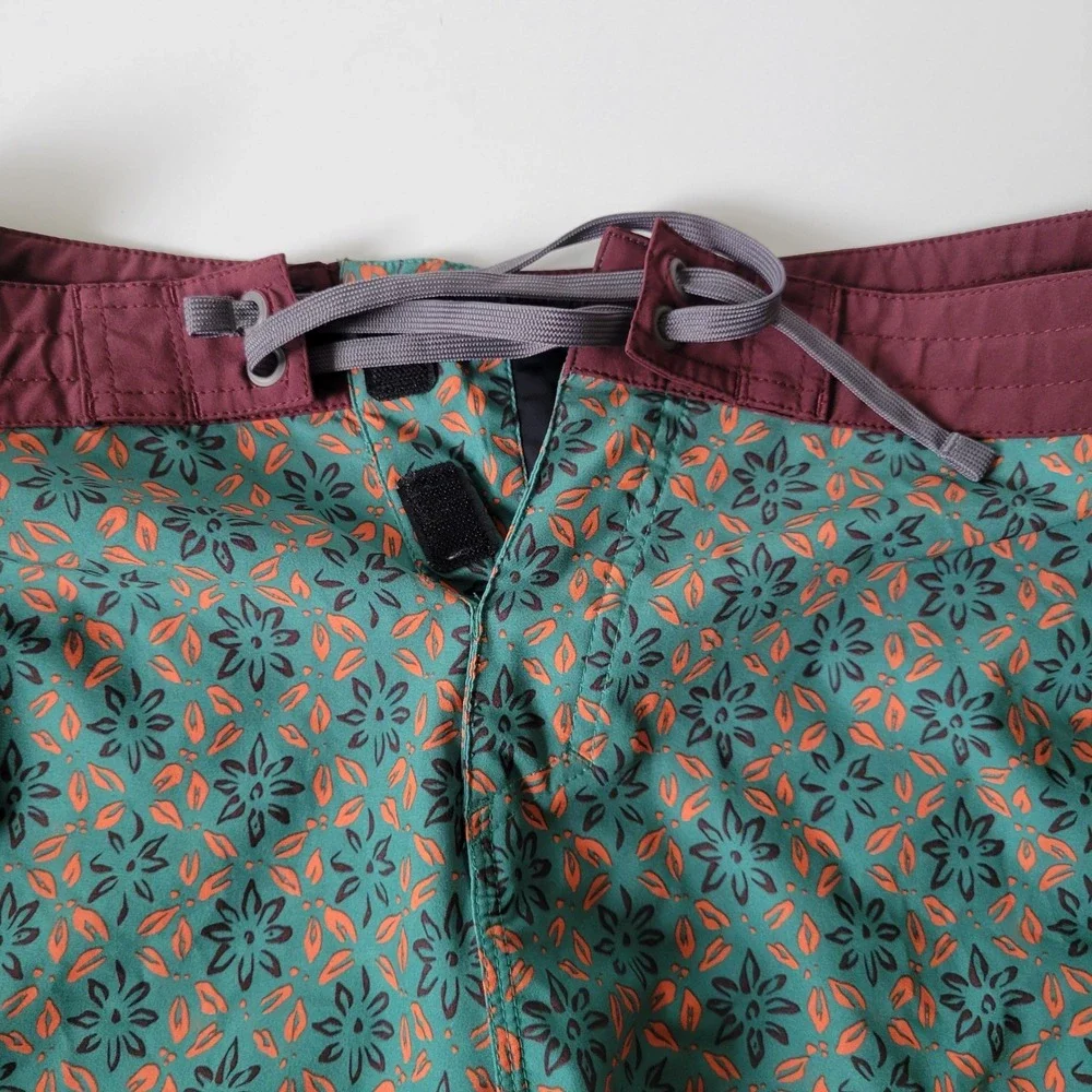 Prana Vintage Boardshort Swim Trunks 32 Jade Palapa Active Beach Cruise Travel